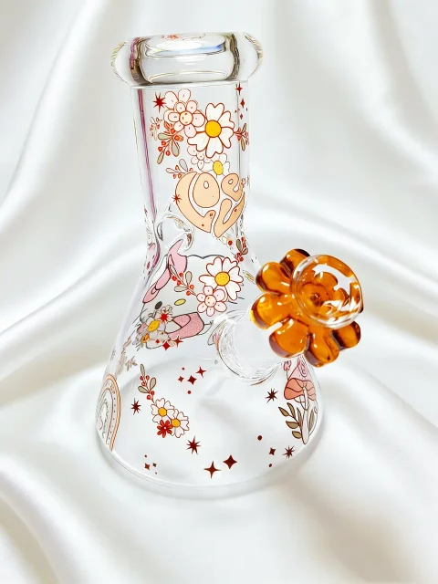 8″ Hello Kitty Bouquet & Rainbow Beaker Glass Bong 8" Hello Kitty Bouquet & Rainbow Beaker Glass Bong
