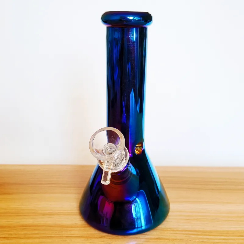 8" Iridescent Mini Beaker Glass Bong