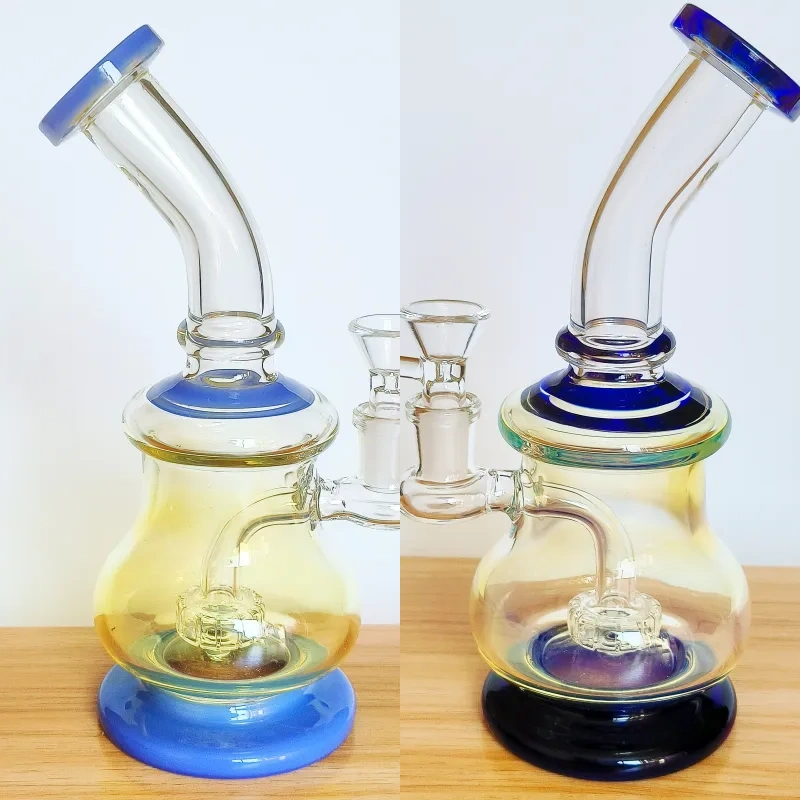 8'' Mini Blue Glass Dab Rig/Bong with Disc Perc