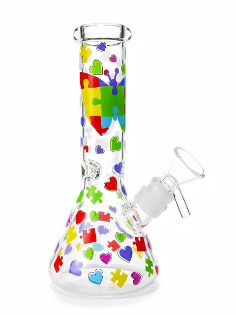 8" Pride Puzzle Wings Beaker Glass Bong