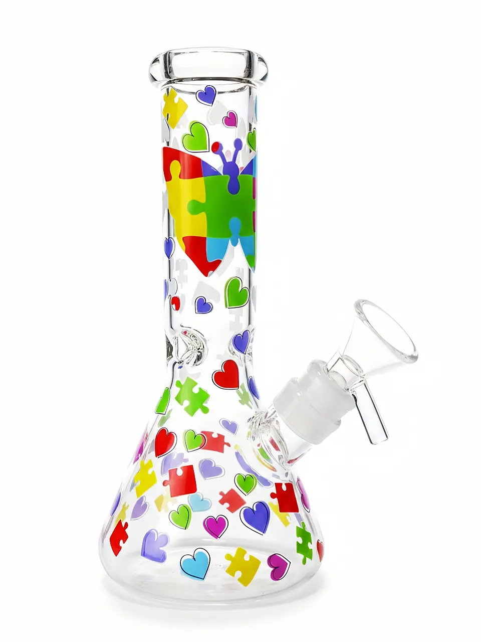 8" Pride Puzzle Wings Beaker Glass Bong