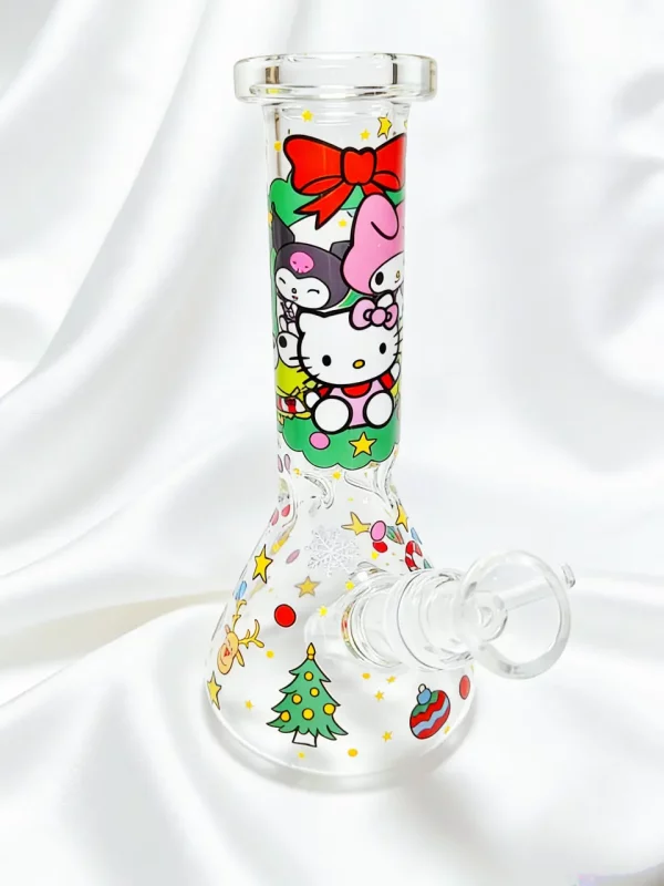 8" Sanrio Christmas Holiday Fun Mini Beaker Glass Bong