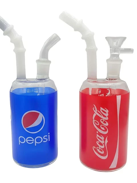 8" Soda Can Inspired by Coca-Cola & Pepsi Glass Bubbler Bong