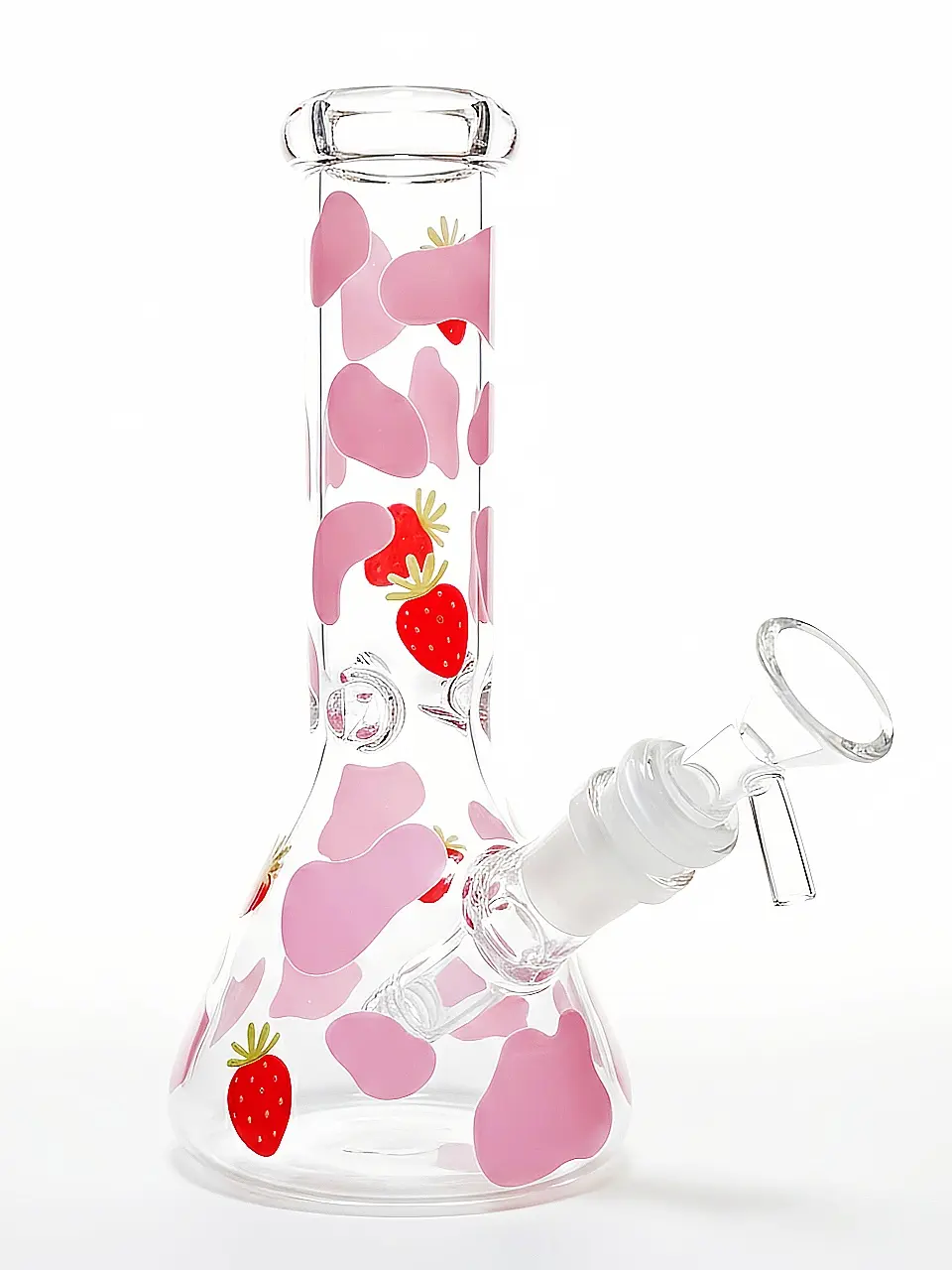 8" Strawberry Cow Print Beaker Glass Bong