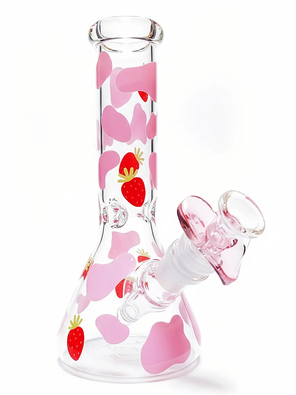8" Strawberry Cow Print Beaker Glass Bong