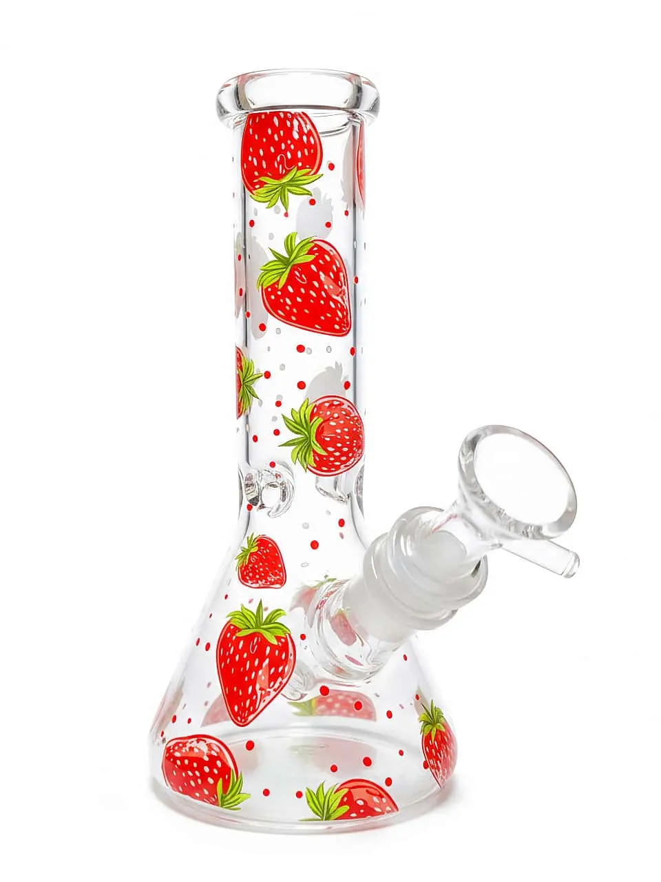 8" Strawberry Polka Dot Mini Beaker Glass Bong