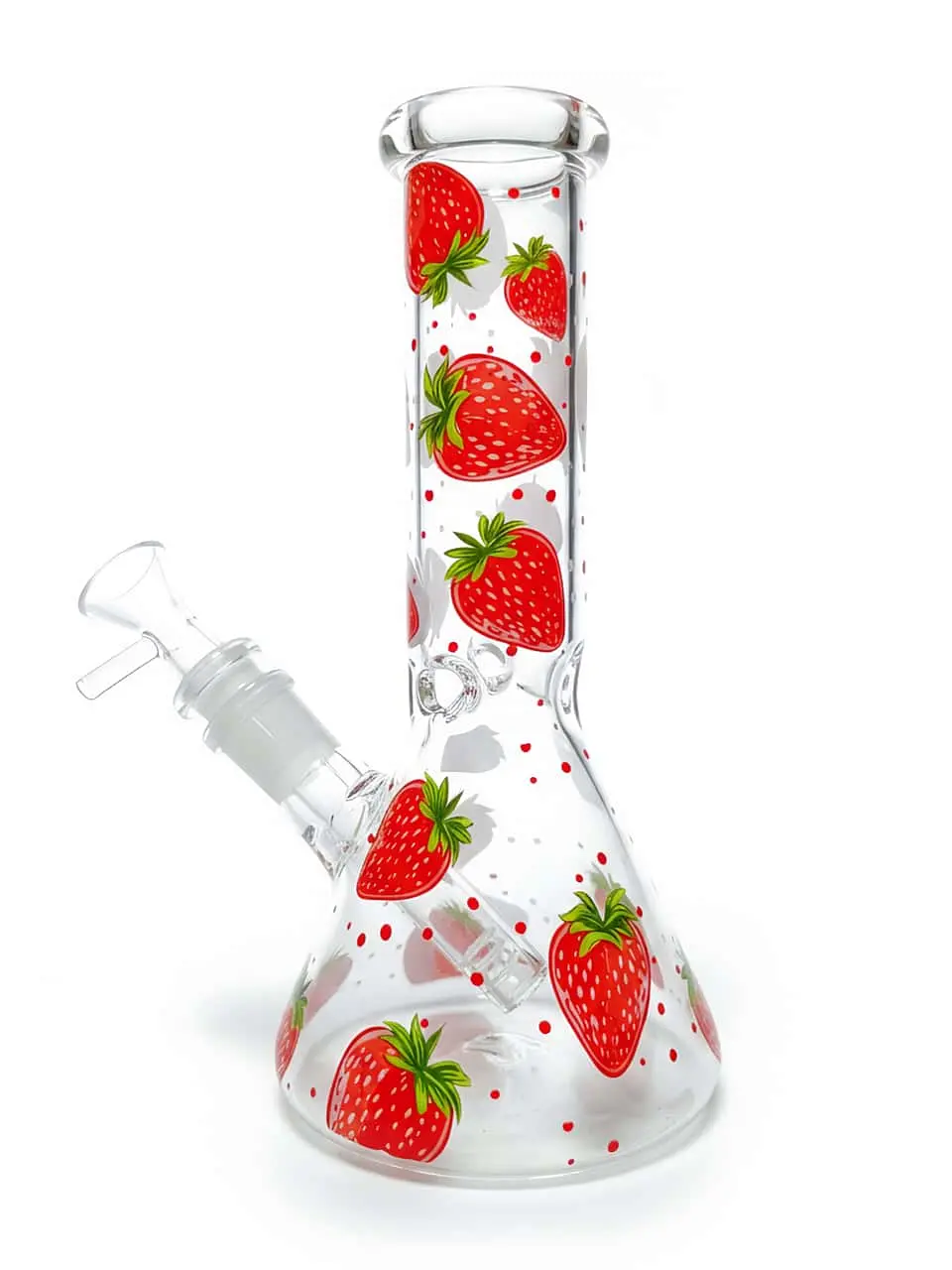 8" Strawberry Polka Dot Mini Beaker Glass Bong