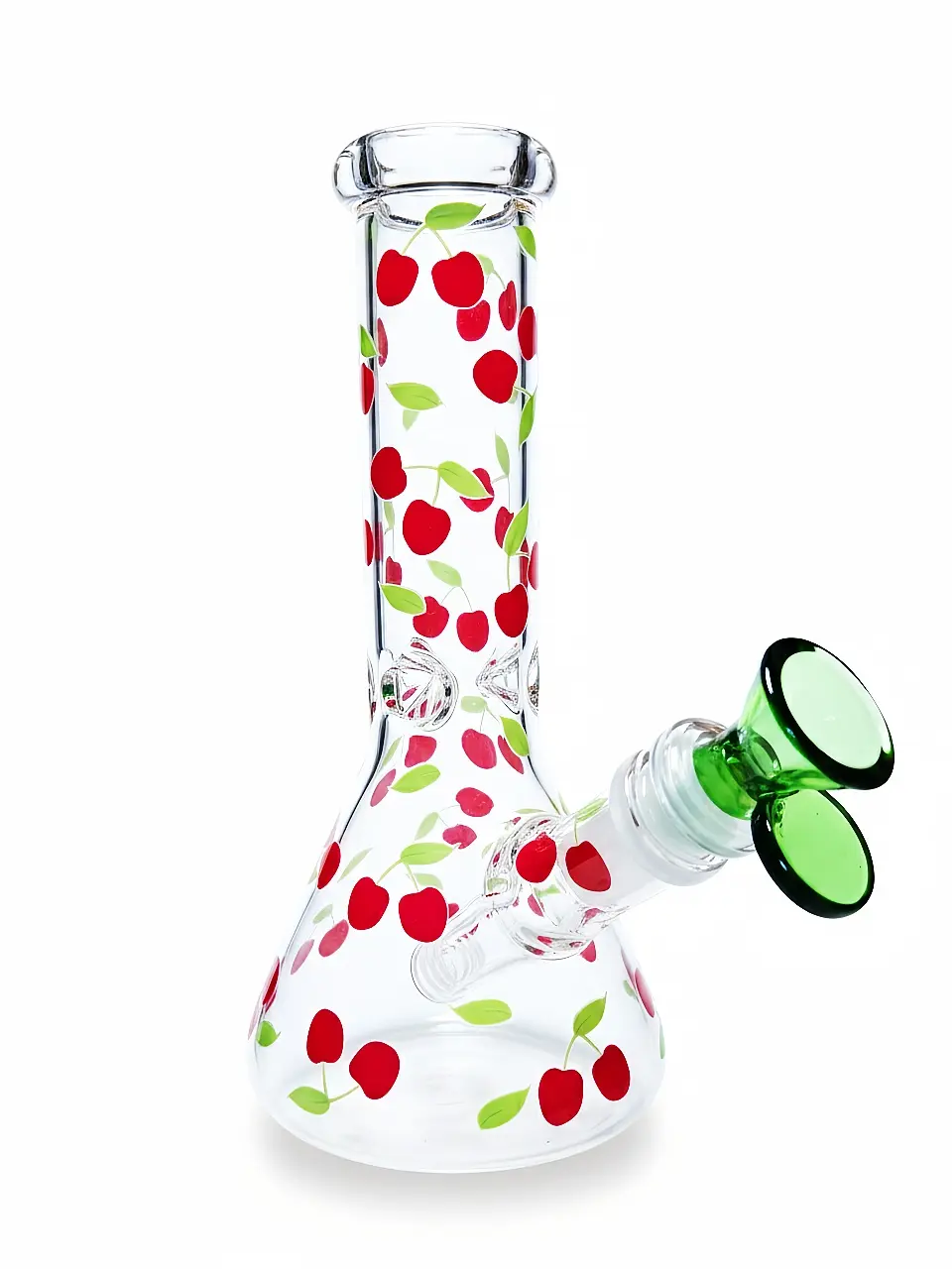8" Twin Cherry Mini Beaker Glass Bong