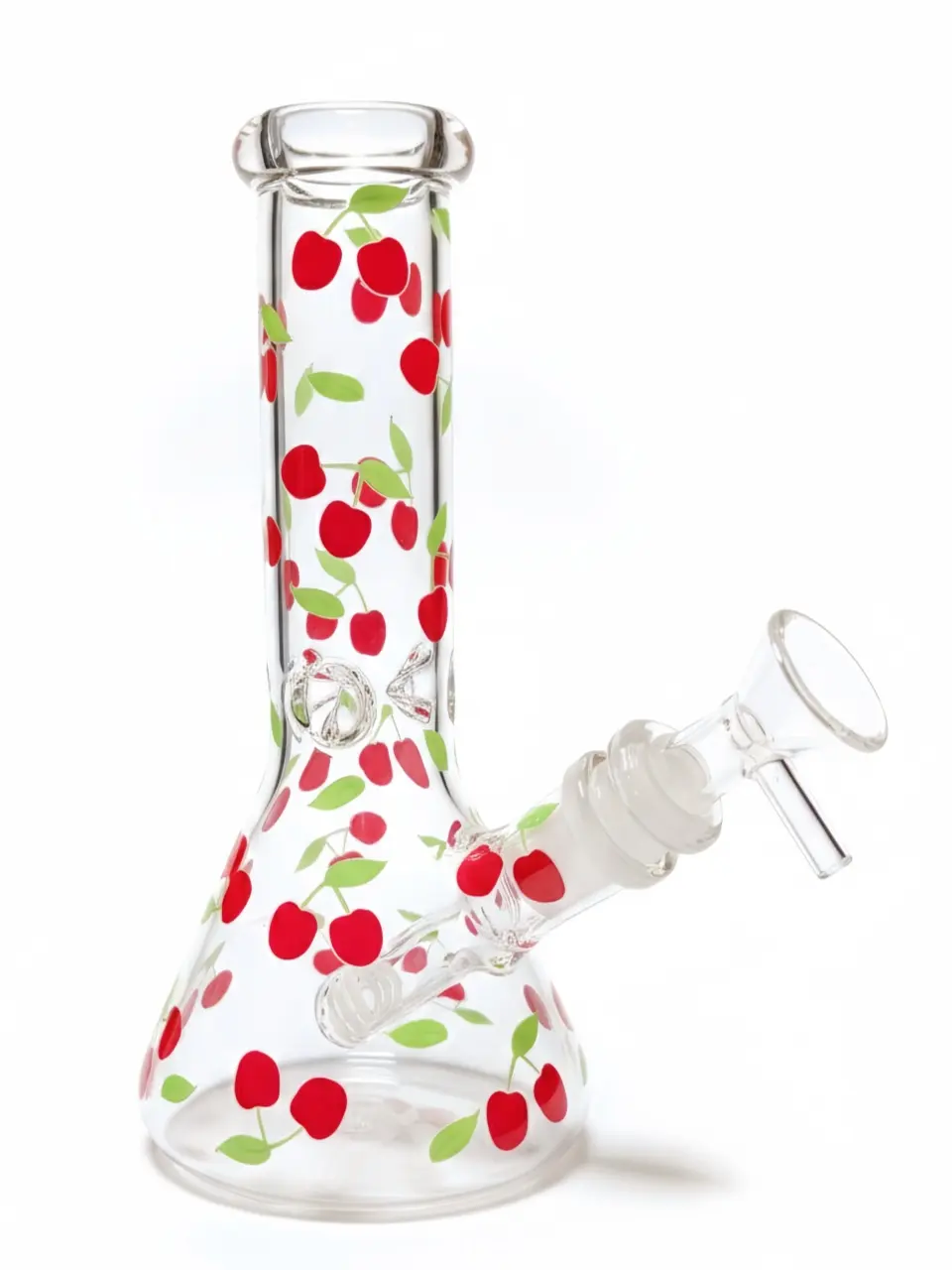 8" Twin Cherry Mini Beaker Glass Bong