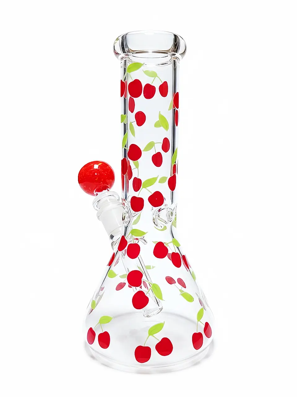 8" Twin Cherry Mini Beaker Glass Bong