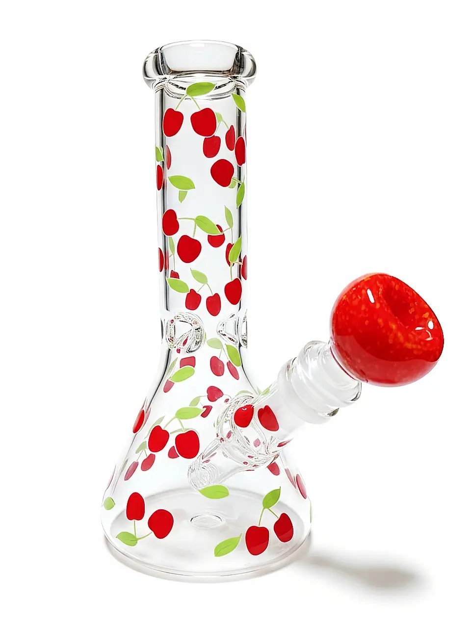 8" Twin Cherry Mini Beaker Glass Bong