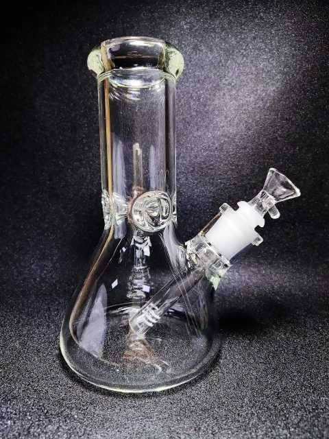 8" 7mm Thick Clear Glass Beaker Bong