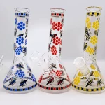 8" Glow-in-the-Dark Honey Bee Beaker Glass Bong