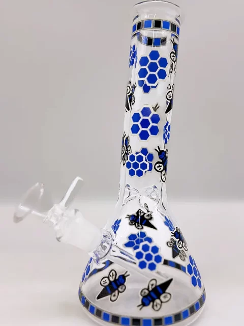 8" Glow-in-the-Dark Honey Bee Beaker Glass Bong