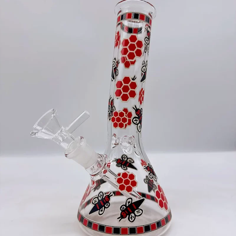 8" Glow-in-the-Dark Honey Bee Beaker Glass Bong
