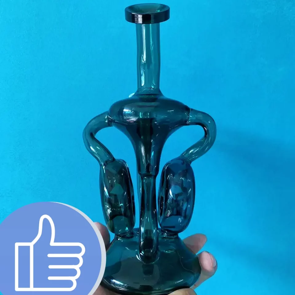 8″ Teal Swiss percs Recycler Glass Bong/Dab Rig