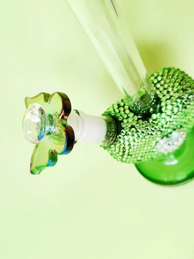 9.5″ Bling Green Heart Glass Bong with Sparkling Crystal Rhinestones