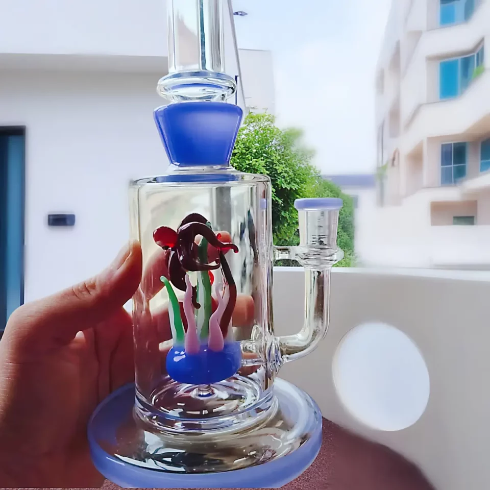 9.5″ Ocean Scene Octopus Glass Bong
