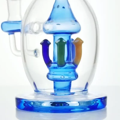 9" Blue Mushroom Perc Glass Bong