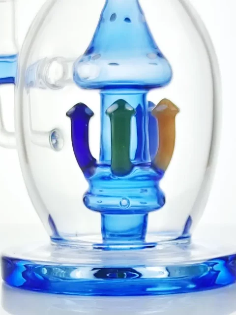9" Blue Mushroom Perc Glass Bong