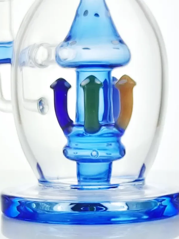 9" Blue Mushroom Perc Glass Bong