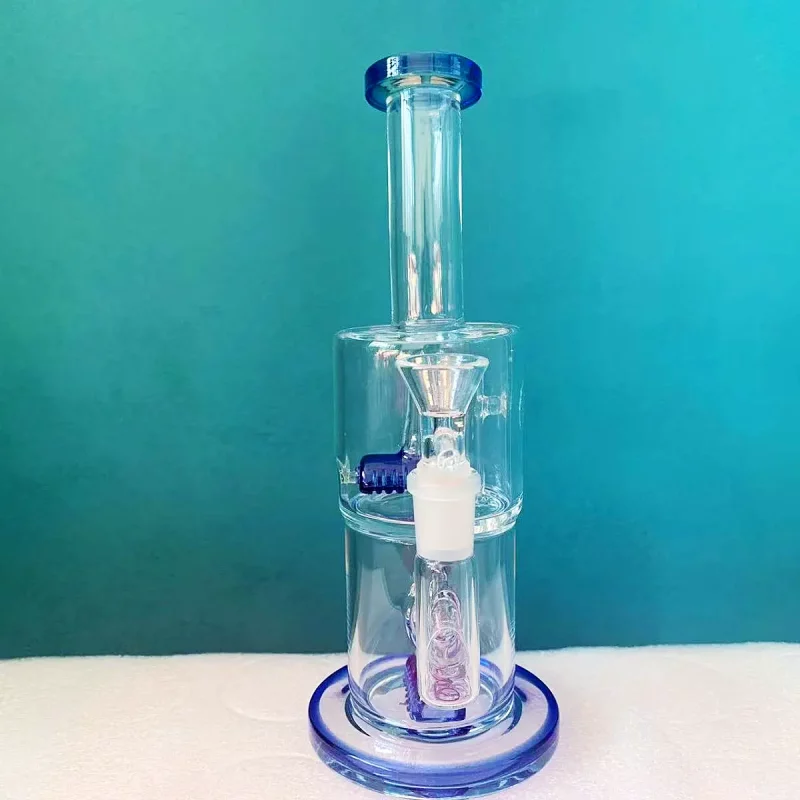 9" Dual Chamber Inline Perc Glass Bong