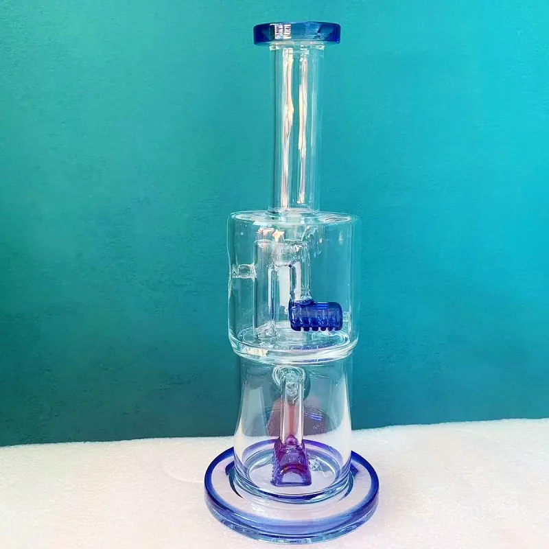 9" Dual Chamber Inline Perc Glass Bong