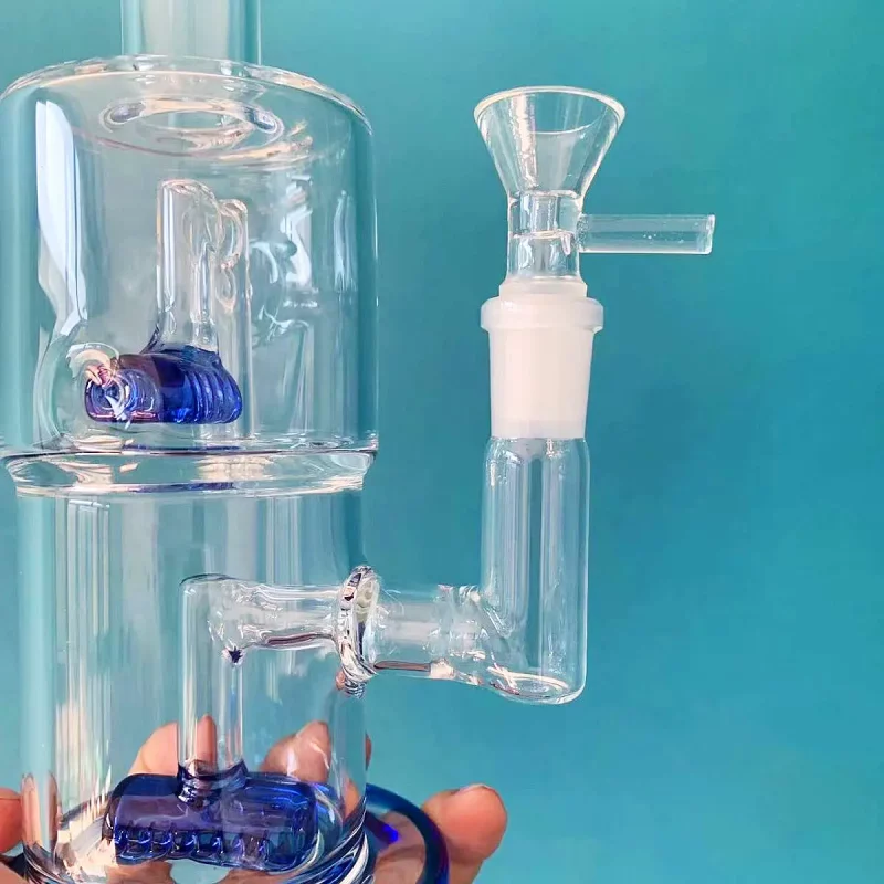 9" Dual Chamber Inline Perc Glass Bong
