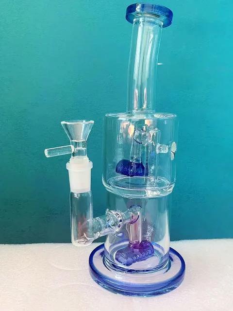 9" Dual Chamber Inline Perc Glass Bong