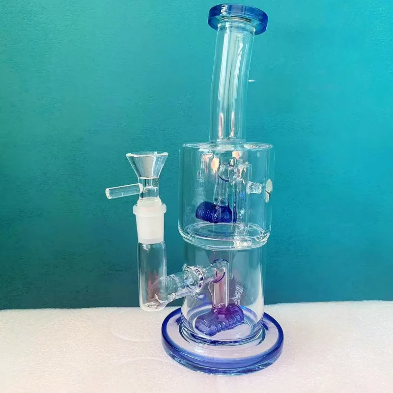 9" Dual Chamber Inline Perc Glass Bong