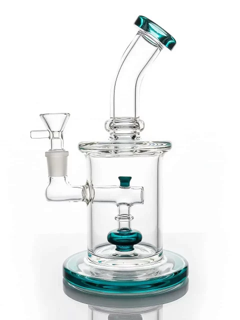 9” Emerald Disc Perc Glass Bong