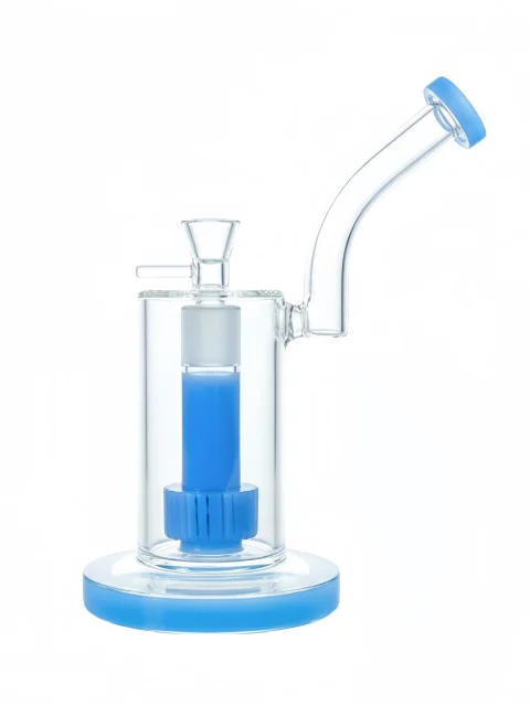 9" Ice Core Blue Column Perc Glass Bong