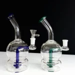 9" Modern Globe Disc Perc Glass Bong