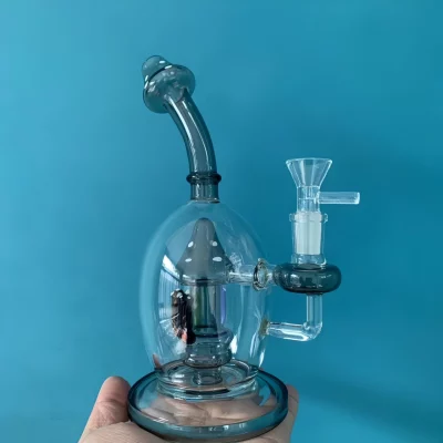 9" Mystic Gray Mushroom Perc Glass Bong
