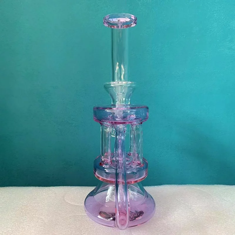 9" Purple Recycler Glass Bong with Disc Perc