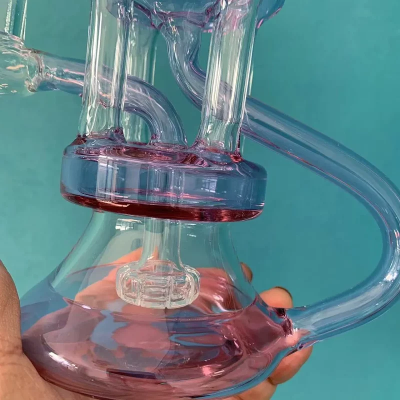 9" Purple Recycler Glass Bong with Disc Perc