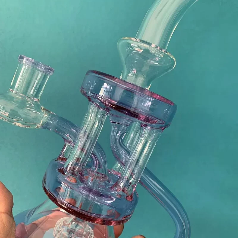 9" Purple Recycler Glass Bong with Disc Perc