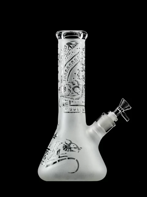 9" Toke Tech Sandblasted 9mm Thick Glass Beaker Bong