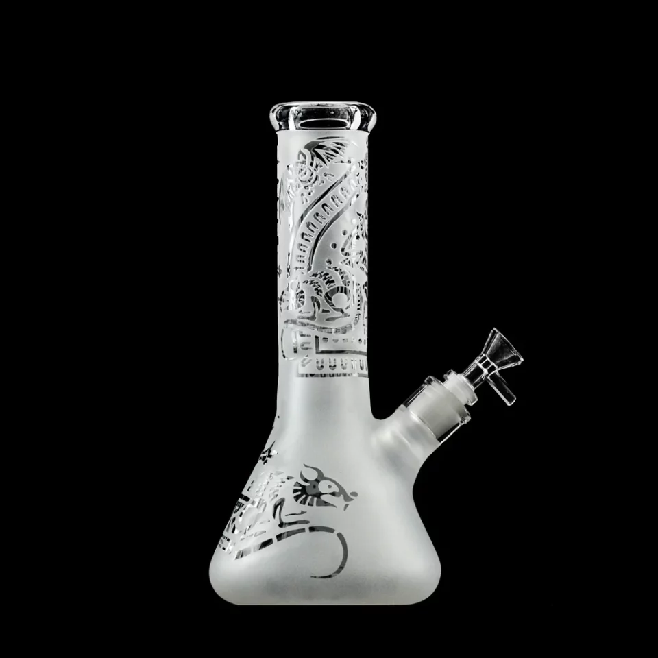 9" Toke Tech Sandblasted 9mm Thick Glass Beaker Bong