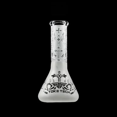 9" Toke Tech Sandblasted 9mm Thick Glass Beaker Bong