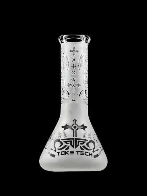 9" Toke Tech Sandblasted 9mm Thick Glass Beaker Bong