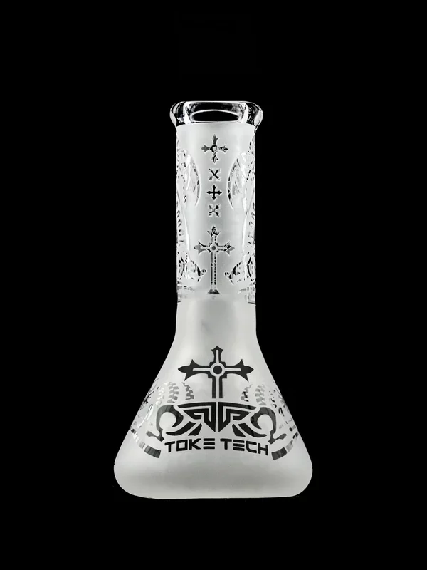 9" Toke Tech Sandblasted 9mm Thick Glass Beaker Bong