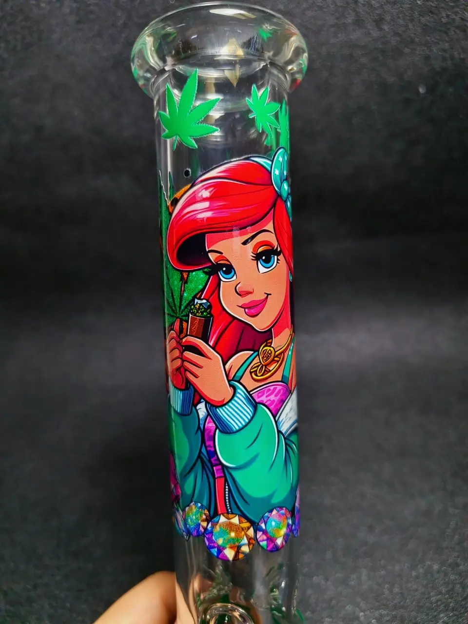 10" Ariel 420 Leaf Glass Bong with Street Style
