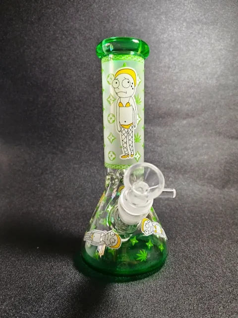 Bikini Morty Glow Beaker Glass Bong