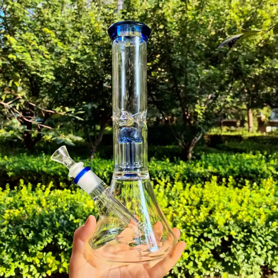 11" Beaker Glass Bong with Tree Perc | Blue