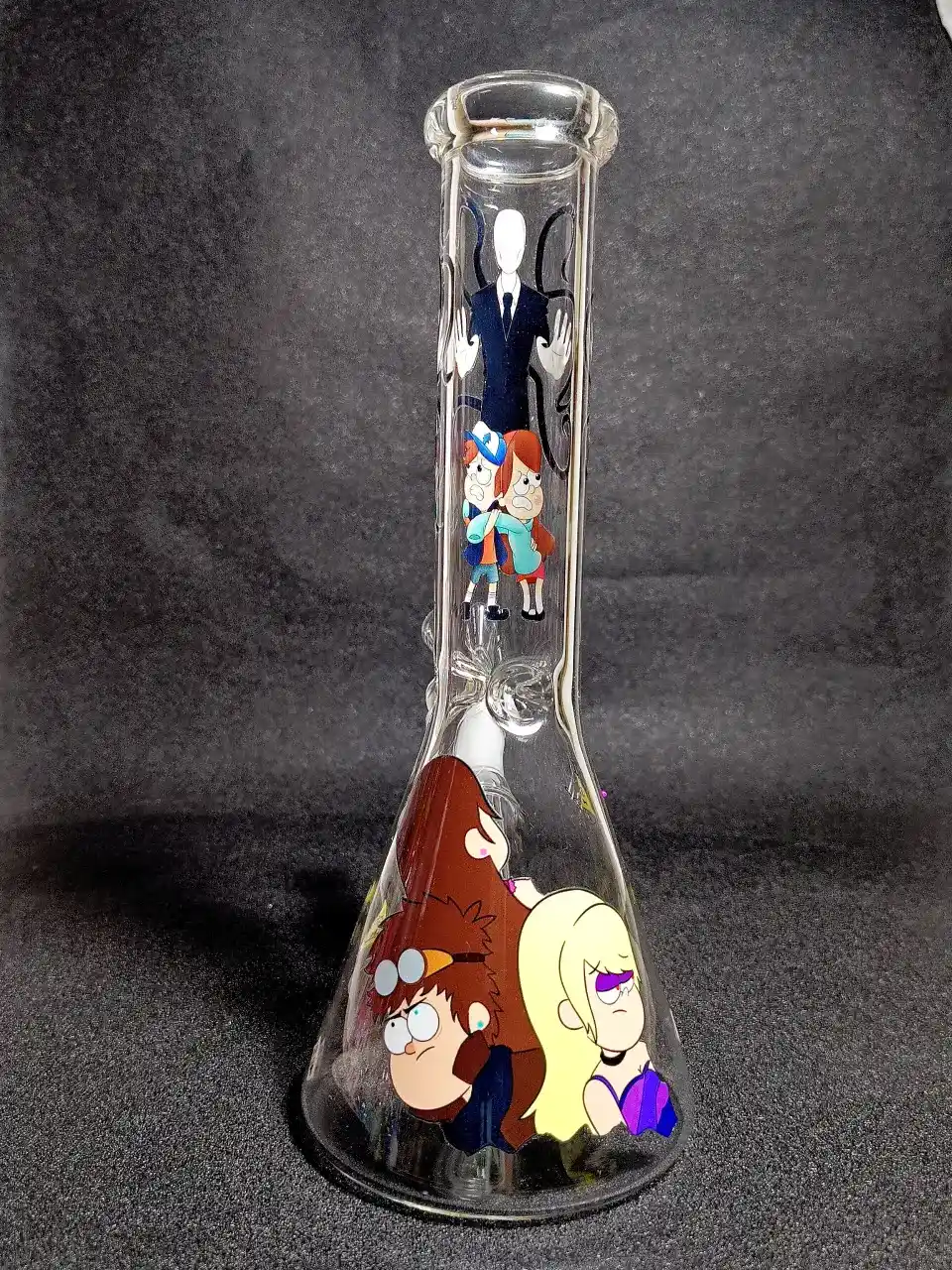 Gravity Falls & Slender Man Paranormal Mystery Beaker Glass Bong