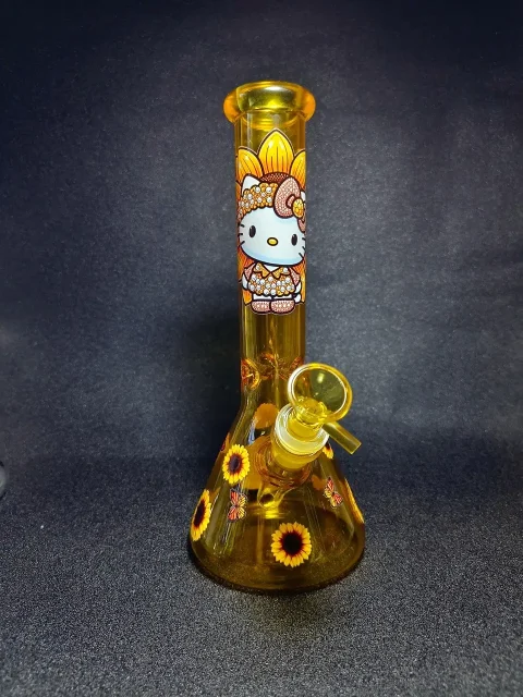 Hello Kitty Sunflower & Butterfly Fairy Glass Beaker Bong