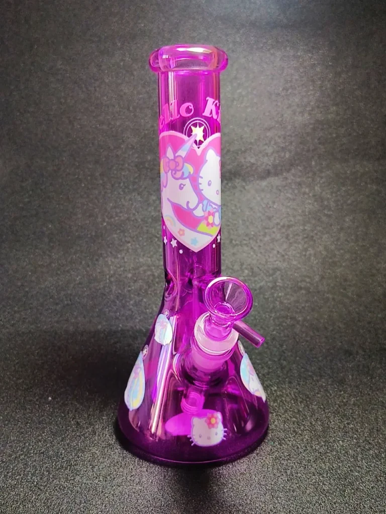 Hello Kitty Unicorn Iridescent Purple Glass Beaker Bong