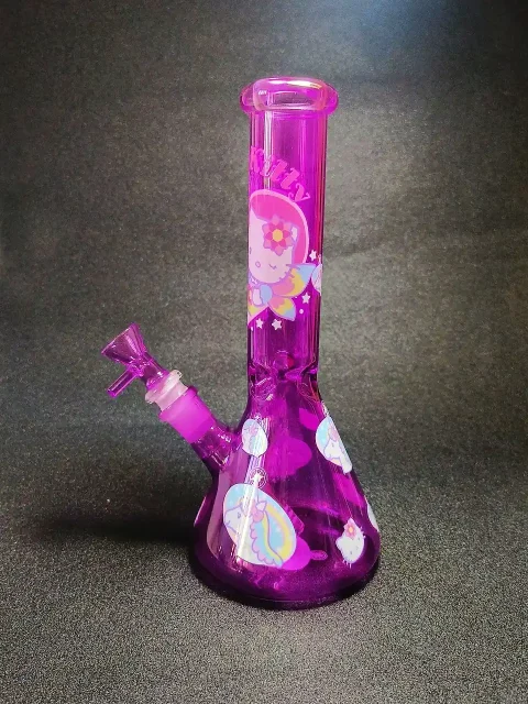 Hello Kitty Unicorn Iridescent Purple Glass Beaker Bong-2 Hello Kitty Unicorn Iridescent Purple Glass Beaker Bong