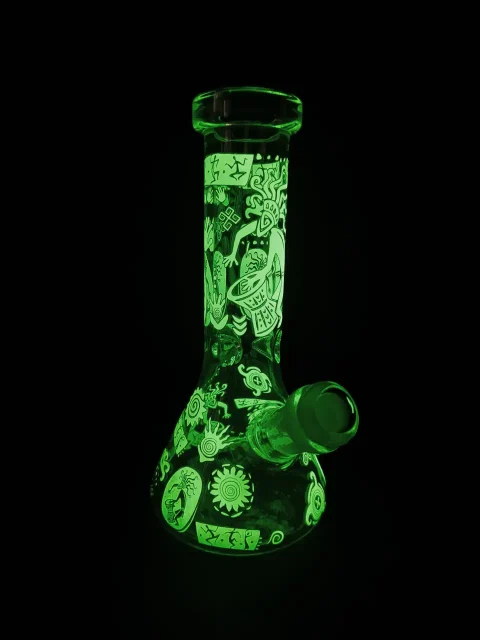 Kokopelli Tribal Totem & Earth Ritual Glow Glass Bong-glow Kokopelli Tribal Totem & Earth Ritual Glow Glass Bong